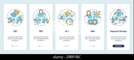 Walkthrough behavioral therapy with linear icons concept Stock Vector