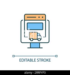 2D thin line colorful compliance management icon Stock Vector