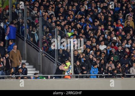 Buenos Aires, Argentina. 07th Sep, 2023. Argentina fans during the FIFA 2024 World Cup qualifying round match between Argentina and Ecuador played at Monumental Stadium on September 7 in Buenos Aires. (Photo by Santiago Joel Abdala/PRESSINPHOTO) Credit: PRESSINPHOTO SPORTS AGENCY/Alamy Live News Stock Photo