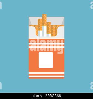 Packet of cigarettes icon in flat style. Smoking vector illustration on isolated background. Tobacco box sign business concept. Stock Vector