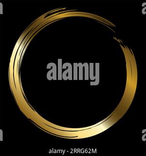 Vector gold brush circle on black background Stock Vector