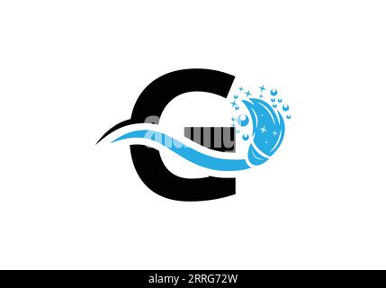 Letter G Cleaning Service Logo Design Concept With Clean Brush Symbol Template. Stock Vector