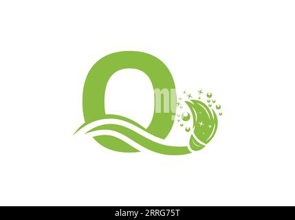 Letter O Cleaning Service Logo Design Concept With Clean Brush Symbol Template. Stock Vector