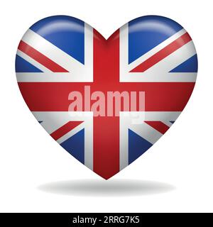 Vector illustration of heart shape of United Kingdom insignia isolated on white Stock Vector