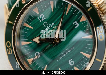 Omega Seamaster 300 in precious metals with Malachite dial Stock Photo