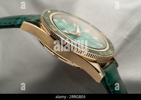 Omega Seamaster 300 in precious metals with Malachite dial Stock Photo