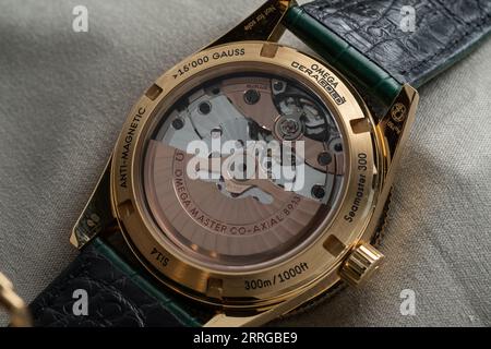 Omega Seamaster 300 in precious metals with Malachite dial Stock Photo