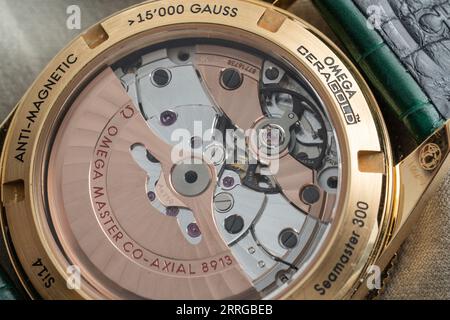 Omega Seamaster 300 in precious metals with Malachite dial Stock Photo