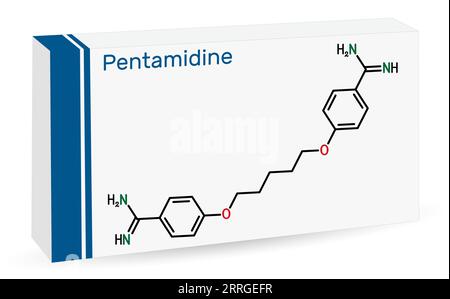 Pentamidine Molecule. Structural Chemical Formula, Molecule Model Stock ...