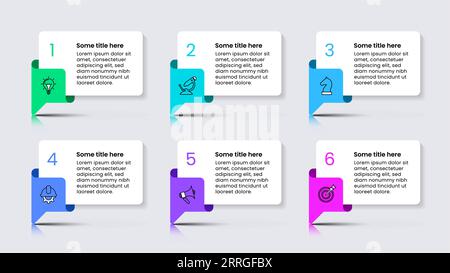 Infographic template with icons and 6 options or steps. Can be used for workflow layout, diagram, banner, webdesign. Vector illustration Stock Vector