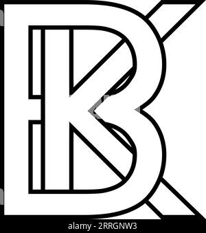 Logo sign bk, kb icon sign two interlaced letters b, k Stock Vector