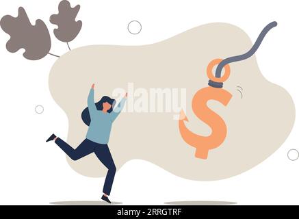 Financial fraud, illegal investment scam or ponzi scheme stealing money from greedy people concept.flat vector illustration. Stock Vector