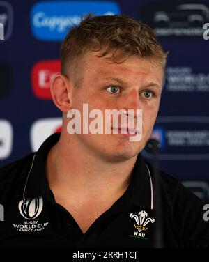 Wales' Jac Morgan during a team announcement at the CEVA Campus, Bordeaux. Picture date: Friday September 8, 2023. Stock Photo