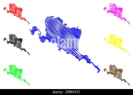 Lake Fewa (Federal Democratic Republic of Nepal) map vector illustration, scribble sketch Phewa, Baidam Tal map Stock Vector