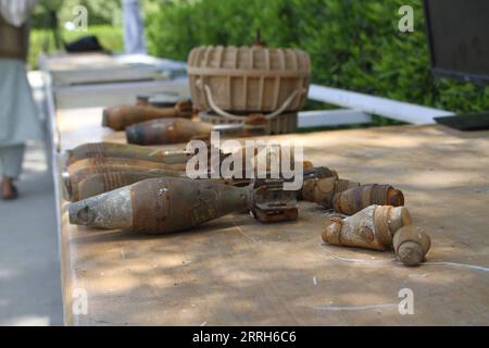 220616 -- NANGARHAR, June 16, 2022 -- Photo taken on June 14, 2022 shows weapons seized by Afghan security forces in Nangarhar province, Afghanistan. Afghan security forces have seized 48 assault rifles including AK-47 in the eastern Nangarhar province, the state-run Bakhtar news agency reported on Thursday. In the operation, security personnel also discovered a large quantity of other weapons and ammunition including anti-personnel and anti-tank mines, the report said. Photo by /Xinhua AFGHANISTAN-NANGARHAR-WEAPONS-SEIZURE Hamidullah PUBLICATIONxNOTxINxCHN 220616 -- NANGARHAR, June 16, 2022 - Stock Photo