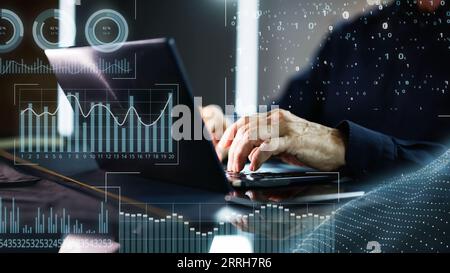 Financial KPI Data Profits Dashboard On Computer Stock Photo