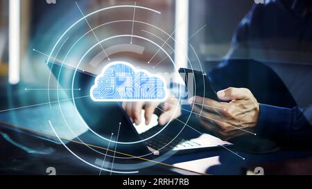 Business Cloud Technology. Data Storage Network And Connection Stock Photo