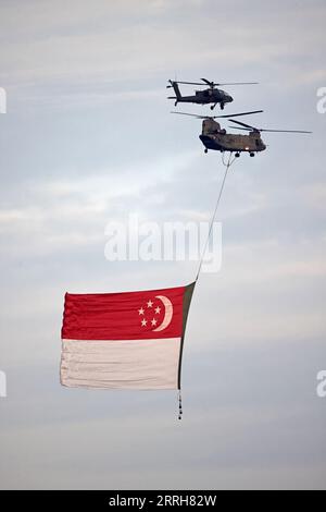 Helicopters in flight trailing the Singa…