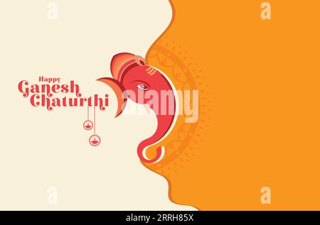 Vector Illustration of Lord Ganesh and a Ganesh Mantra with a background for banner, template, post, and invitation card design Stock Vector