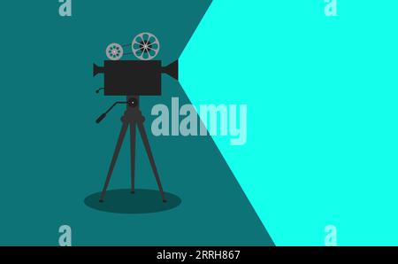 Cinema movie projector reel on poster Stock Vector