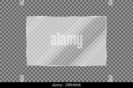 Rectangle glass frame on transparent background Stock Vector