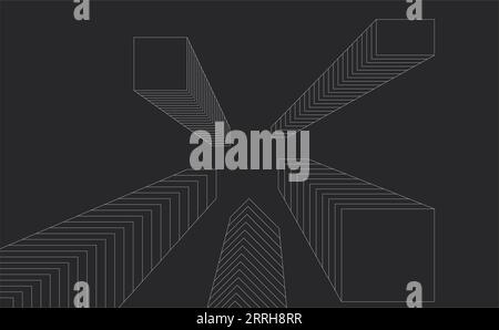 3d line box wireframe pattern background Stock Vector