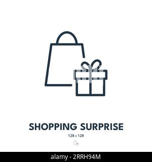 Shopping Surprise Icon. Gift, Present, Package. Editable Stroke. Simple Vector Icon Stock Vector
