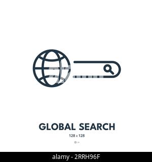 Global Search Icon. Search Bar, Browse, Internet. Editable Stroke. Simple Vector Icon Stock Vector