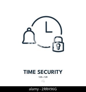 Time Security Icon. Clock, Safety, Secure. Editable Stroke. Simple Vector Icon Stock Vector
