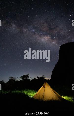 220621 -- VIENTIANE, June 21, 2022 -- Photo taken on June 18, 2022 shows the Milky Way seen from Muang Fueng, a rising tourist town some 100 km north of Lao capital Vientiane. Photo by /Xinhua LAOS-VIENTIANE-MUANG FUENG-TOURISM-DAILY LIFE KaikeoxSaiyasane PUBLICATIONxNOTxINxCHN Stock Photo