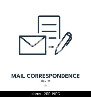 Mail Correspondence Icon. Email, Envelope, Letter. Editable Stroke. Simple Vector Icon Stock Vector