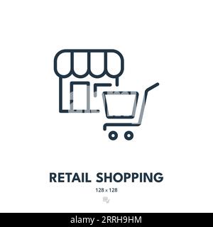 Retail Shopping Icon. Shopping Cart, Commerce, Store. Editable Stroke. Simple Vector Icon Stock Vector