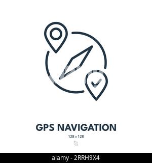 GPS Navigation Icon. Location, Position, Pin. Editable Stroke. Simple Vector Icon Stock Vector