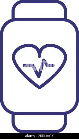 Watch with pulse line icon Stock Vector