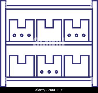 Shelves with boxes line icon Stock Vector