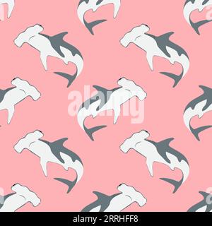 Seamless hammerhead shark pattern. Sea background. Stock Vector