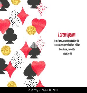 Playing cards suits background. Poker border. Stock Vector