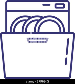 Dishwasher line icon Stock Vector