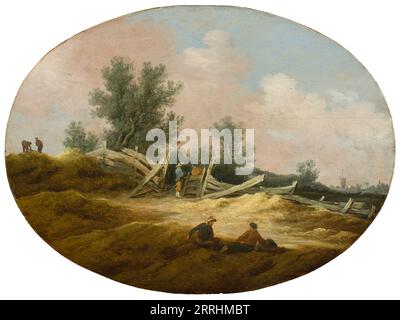 Landscape with a Wooden Fence and Figures, c.1630. Stock Photo