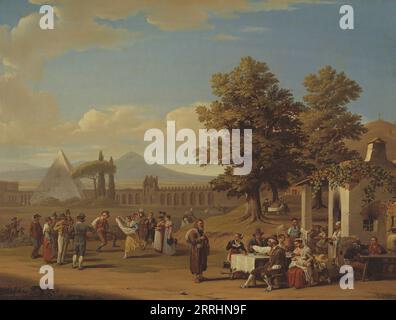 Italian Harvest Festival at Monte Testaccio near Rome, 1825. Stock Photo