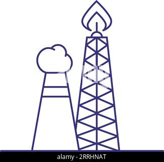 Gas flaring line icon Stock Vector