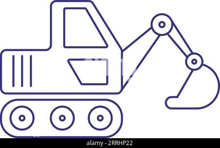 Excavator line icon Stock Vector