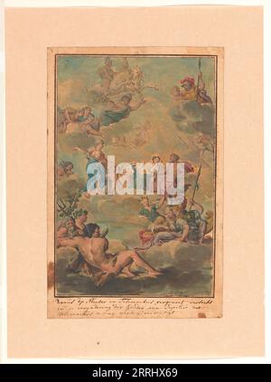 Venus, in the assembly of the gods, asks Jupiter to allow him to destroy Telemachus, 1719-1775. Design for a wall painting. Stock Photo