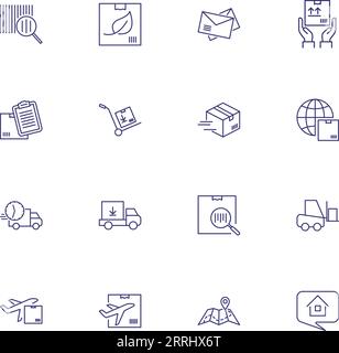 Parcel icons. Set of line icons Stock Vector