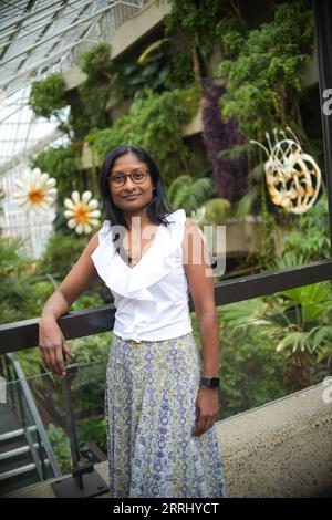 From 10 September 2023, the Barbican’s iconic conservatory will host a spectacular new site-specific commission by Indian sculptor Ranjani Shettar.  Cloud songs on the horizon is Ranjani Shettar’s first major institutional show in Europe and was commissioned specifically for the Barbican’s Conservatory in partnership with the Kiran Nadar Museum of Art (KNMA). The installation comprises five sculptures, handcrafted by Shettar in her studio in rural Karnataka, India, which will be suspended throughout the entirety of the Conservatory’s 23,000 square foot space. Stock Photo