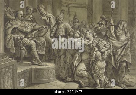 Eponina asks Vespasian for mercy for Sabinus, 1726-1783. The request is refused. Stock Photo