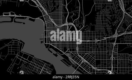 Background San Diego map, United States, black city poster. Vector map with roads and water. Widescreen proportion, digital flat design roadmap. Stock Vector