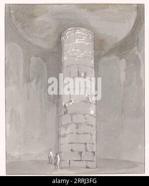 Interior of tower at the Tomb of Cicero between Itri and Gaeta, 1778. Drawing from the album 'Voyage to Italy, Sicily and Malta'. Stock Photo