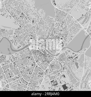 Detailed map of Uzhhorod city, oblast center of Ukraine. Municipal administrative area map with rivers and roads, parks and railways. Vector illustrat Stock Vector