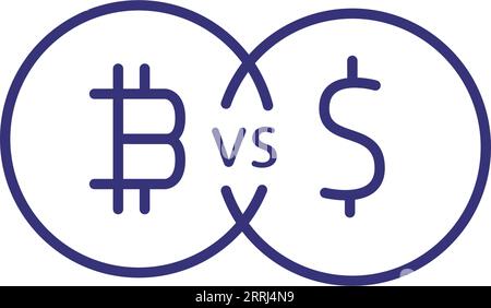 Bitcoin vs Dollar line icon Stock Vector